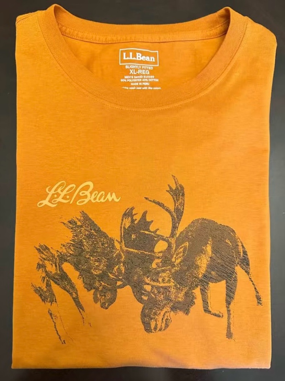 LL Bean Men XL Hunter's Graphic Tee Moose Canyon Rust Slightly Fitted